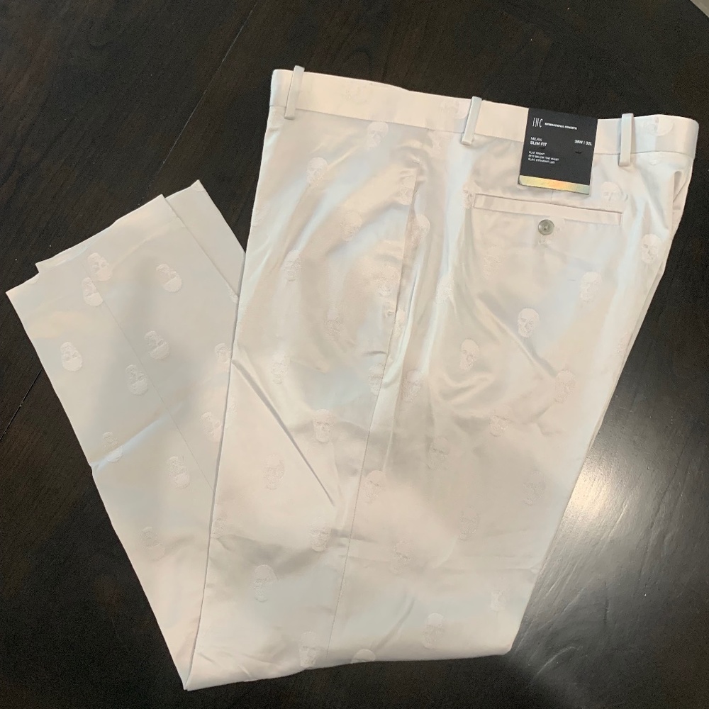 INC Skull Jacquard Pearl Pants 38x32